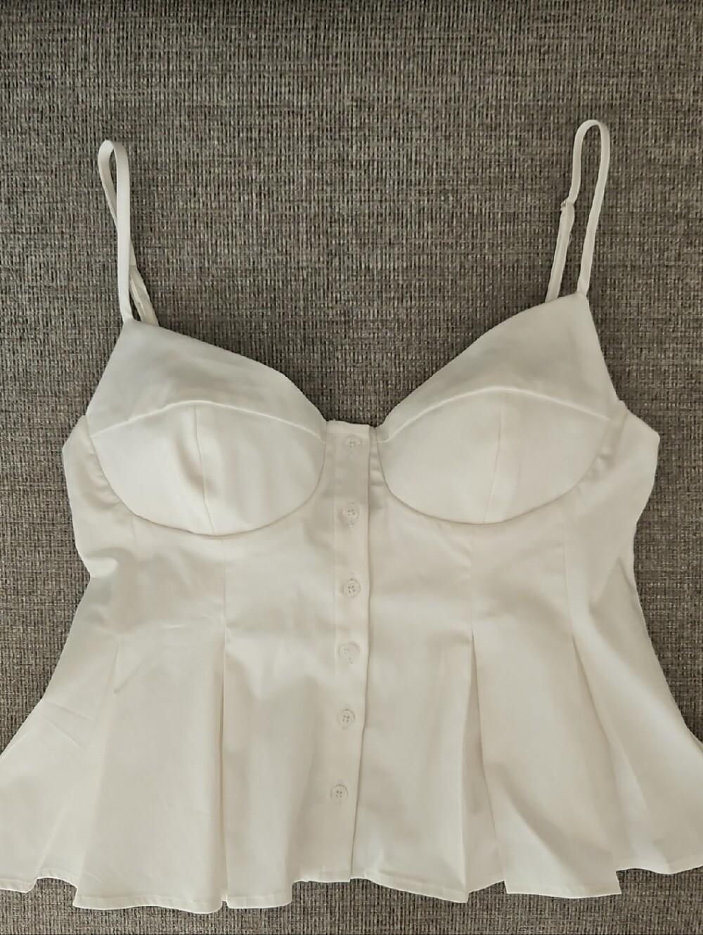 White Bustier-Style Button Tank Top